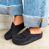 Birkenstock Naples Wrapped Suede Leather Clog - Midnight Navy