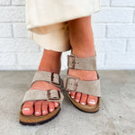 Birkenstock Arizona Soft Footbed Suede Leather Sandal - Taupe - Lace and Grace Boutique