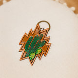 American Darling Aztec Tooled Cactus Keychain