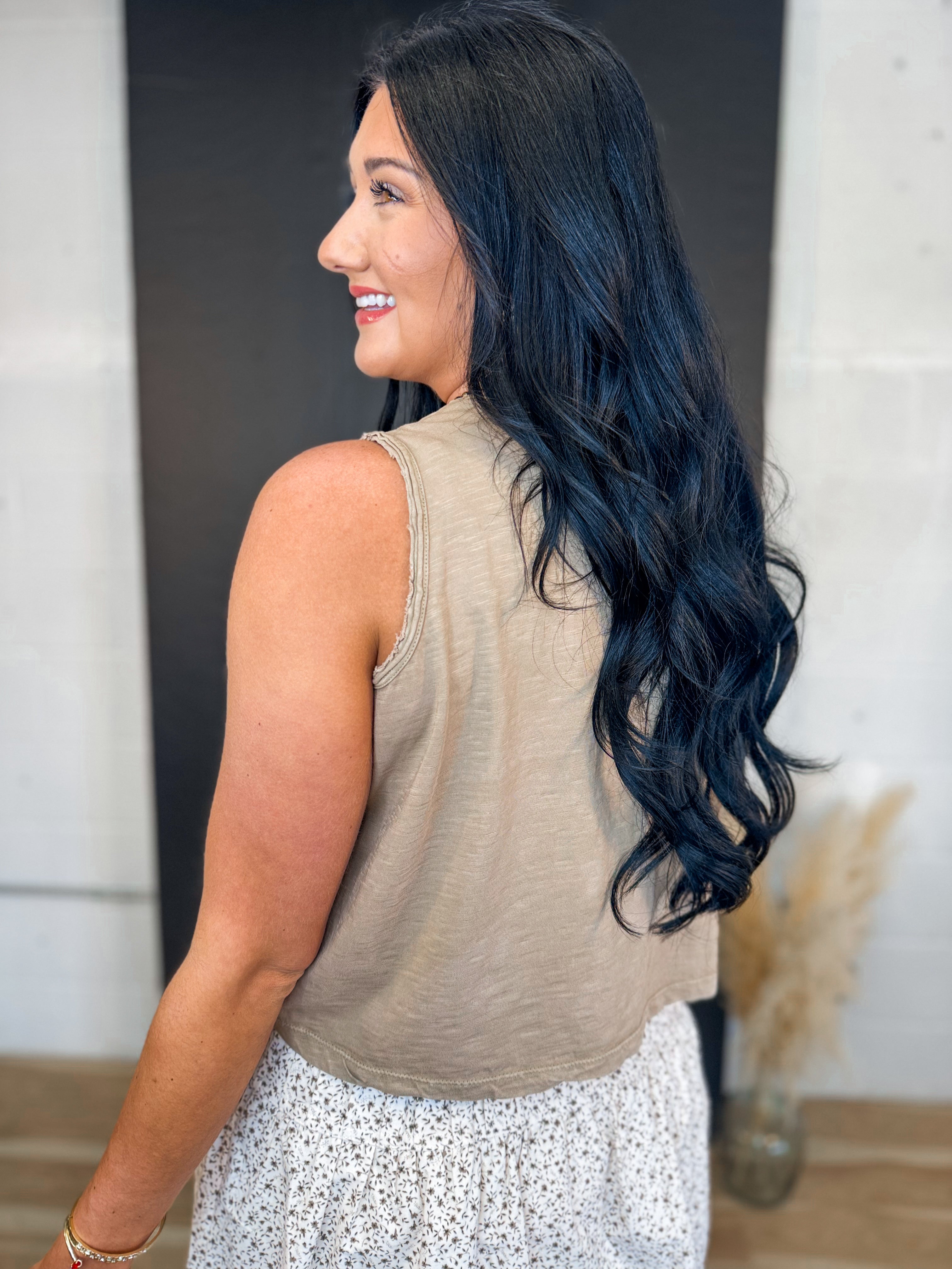 Smoke Show Muscle Crop Top - Faded Brown - Lace and Grace Boutique