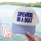 Somewhere On A Boat Hat - Navy Stripe