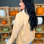 Washed Button Down Raw Edge Jacket - Ocher - Lace and Grace Boutique