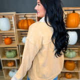 Washed Button Down Raw Edge Jacket - Ocher - Lace and Grace Boutique