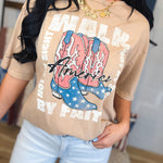 Walk By Faith Mineral Washed Graphic Tee - Taupe - Lace and Grace Boutique