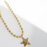 Textured Star Pendant Gold Beaded Necklace - Lace and Grace Boutique
