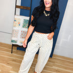 Ribbed Relaxed Crop Knit Tee - Black - Lace and Grace Boutique