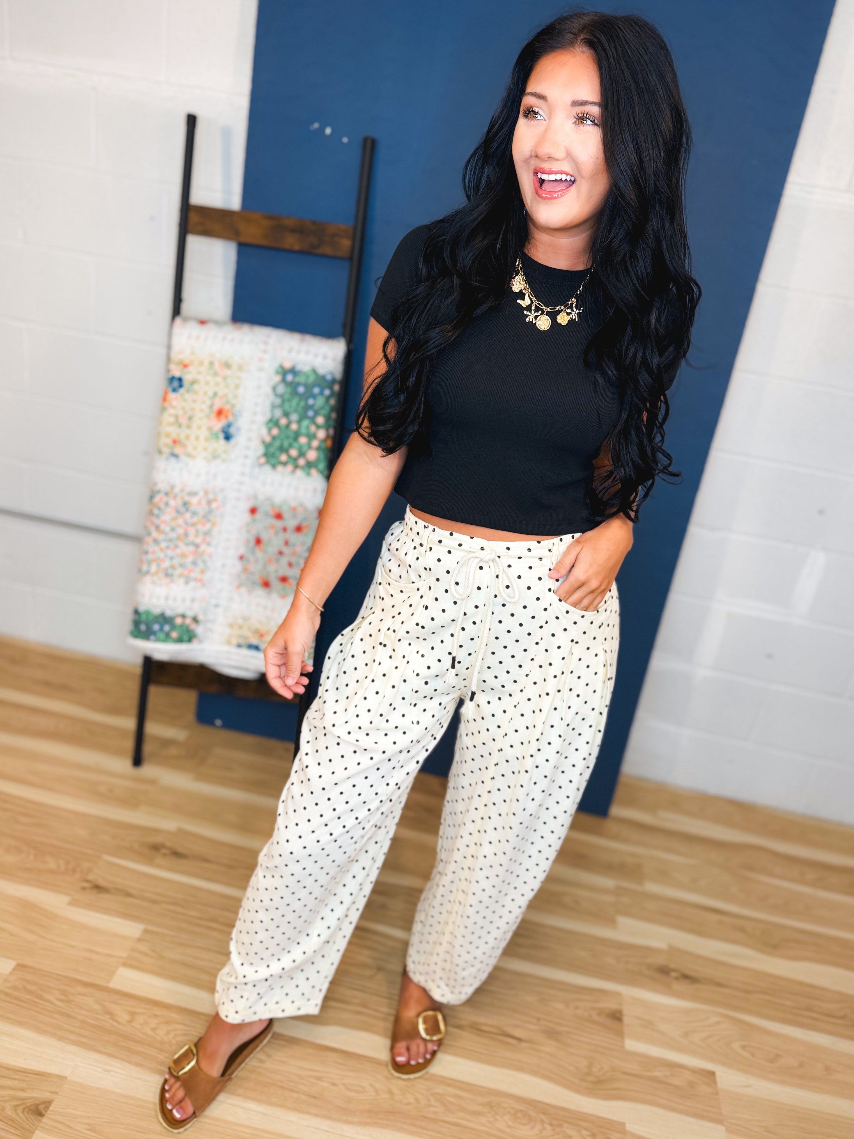 Ribbed Relaxed Crop Knit Tee - Black - Lace and Grace Boutique