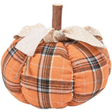Plaid Polka Dot Bow Decorative Pumpkin