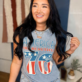America 76 Graphic Tank Top - Mineral Vintage Blue - Lace and Grace Boutique
