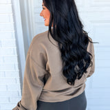 Homebody Fleece Crewneck Sweatshirt - Brown - Lace and Grace Boutique