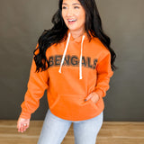 Bengals Puff Letter Fleece Hoodie - Orange