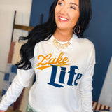 Lake Life Mineral Washed Sweatshirt - White - Lace and Grace Boutique