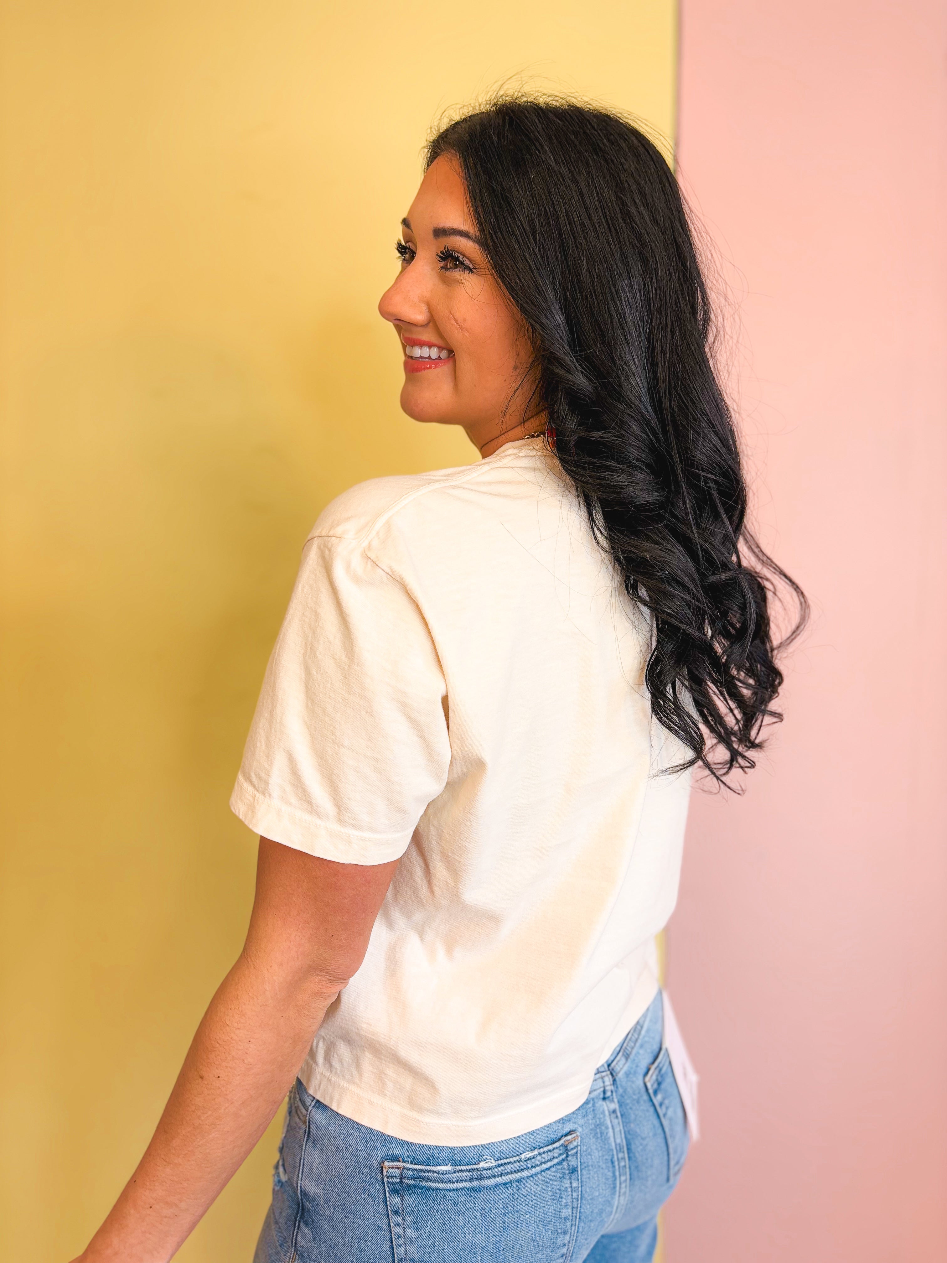 Summer Collage Crop Tee - Ivory - Lace and Grace Boutique