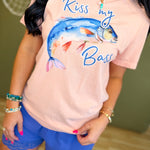Kiss My Bass Graphic Tee - Peach - Lace and Grace Boutique