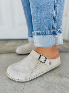 Birkenstock Lutry Premium Suede Clog - Oyster - Lace and Grace Boutique
