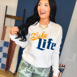Lake Life Mineral Washed Sweatshirt - White - Lace and Grace Boutique