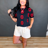 Ohio State Embroidered Logo Cropped Tee - Black