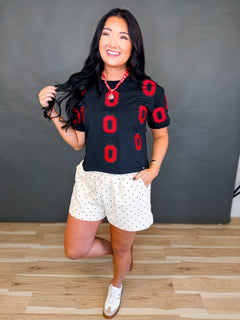 Ohio State Embroidered Logo Cropped Tee - Black - Lace and Grace Boutique