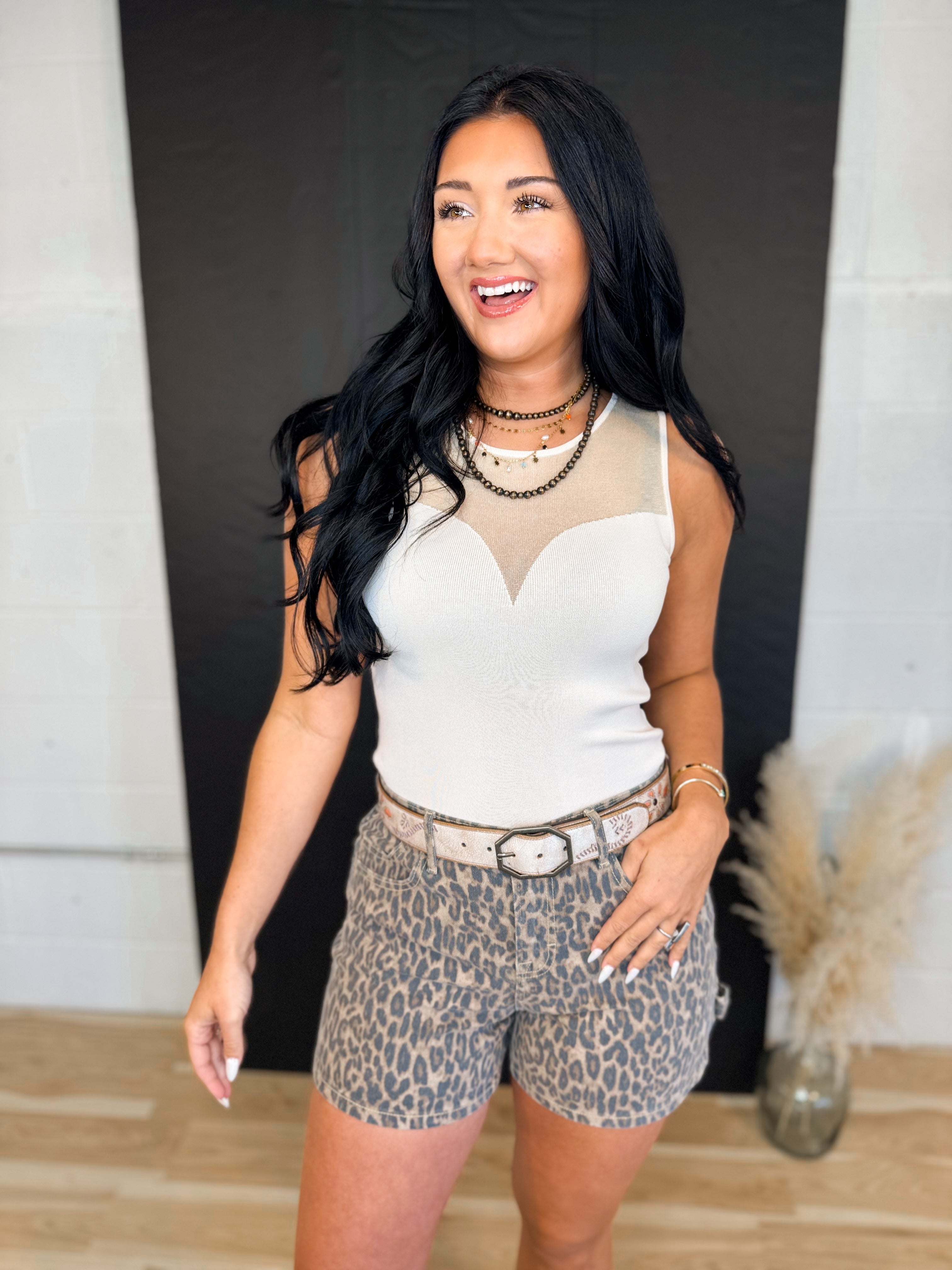 Sweetheart Neck Knit Tank Top - Shell - Lace and Grace Boutique