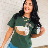 Cottage Mallard Duck Patch Tee - Hunter Green - Lace and Grace Boutique