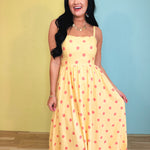 Polka Dot Woven Midi Dress - Light Yellow - Lace and Grace Boutique
