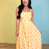 Polka Dot Woven Midi Dress - Light Yellow - Lace and Grace Boutique