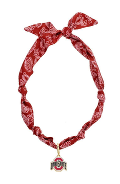 Ohio State Buckeyes Logo Bandana Scarf Necklace - Lace and Grace Boutique