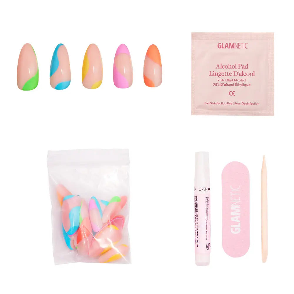 Glamnetic Press On Nails - Rainbow Puff - Lace and Grace Boutique