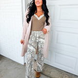 Camo Printed High Rise Wide Leg Jeans - Timberwolf
