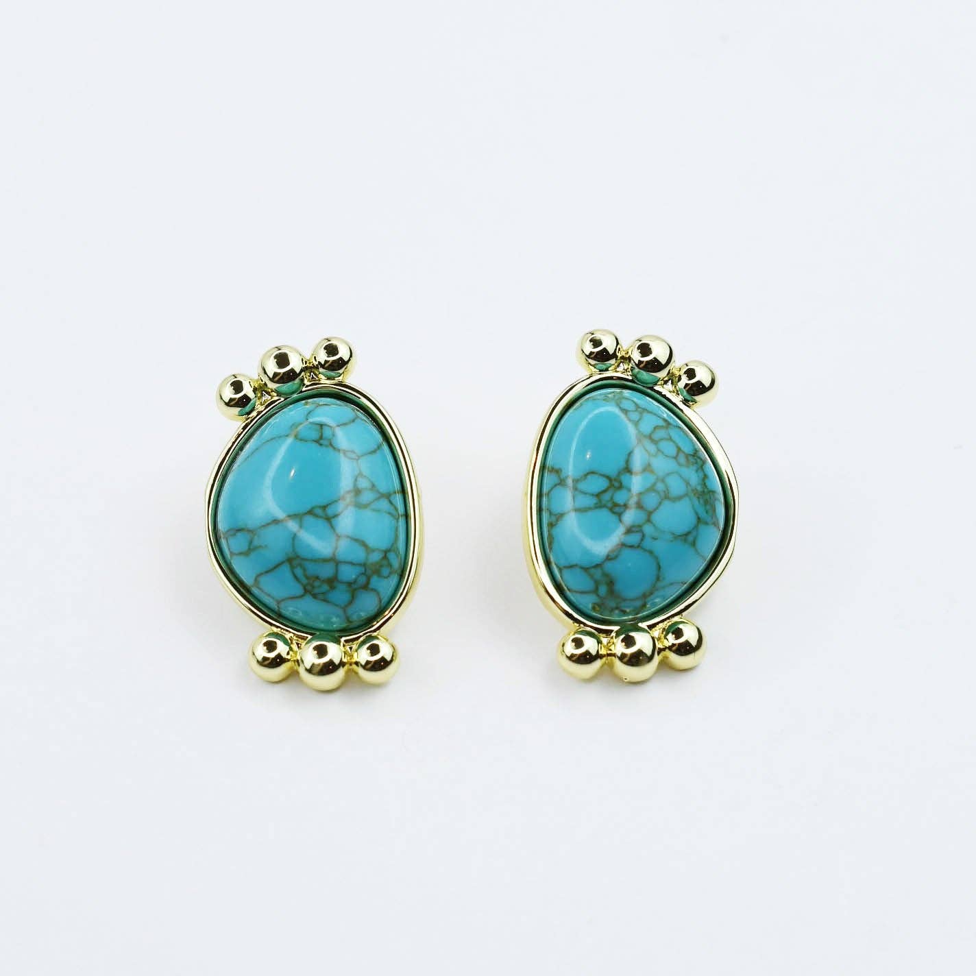Turquoise Gold Serenity Studs D28 - Lace and Grace Boutique