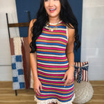 Textured Sleeveless Knit Dress - Multi - Lace and Grace Boutique