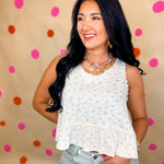 POL Floral Ruffle Hem Tank Top - Cream Multi - Lace and Grace Boutique