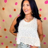 POL Floral Ruffle Hem Tank Top - Cream Multi - Lace and Grace Boutique