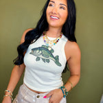 The Bedazzled Bass Graphic Tank - Natural - Lace and Grace Boutique
