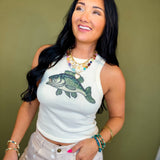 The Bedazzled Bass Graphic Tank - Natural - Lace and Grace Boutique