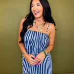 Striped Midi Dress - Blue/Navy - Lace and Grace Boutique