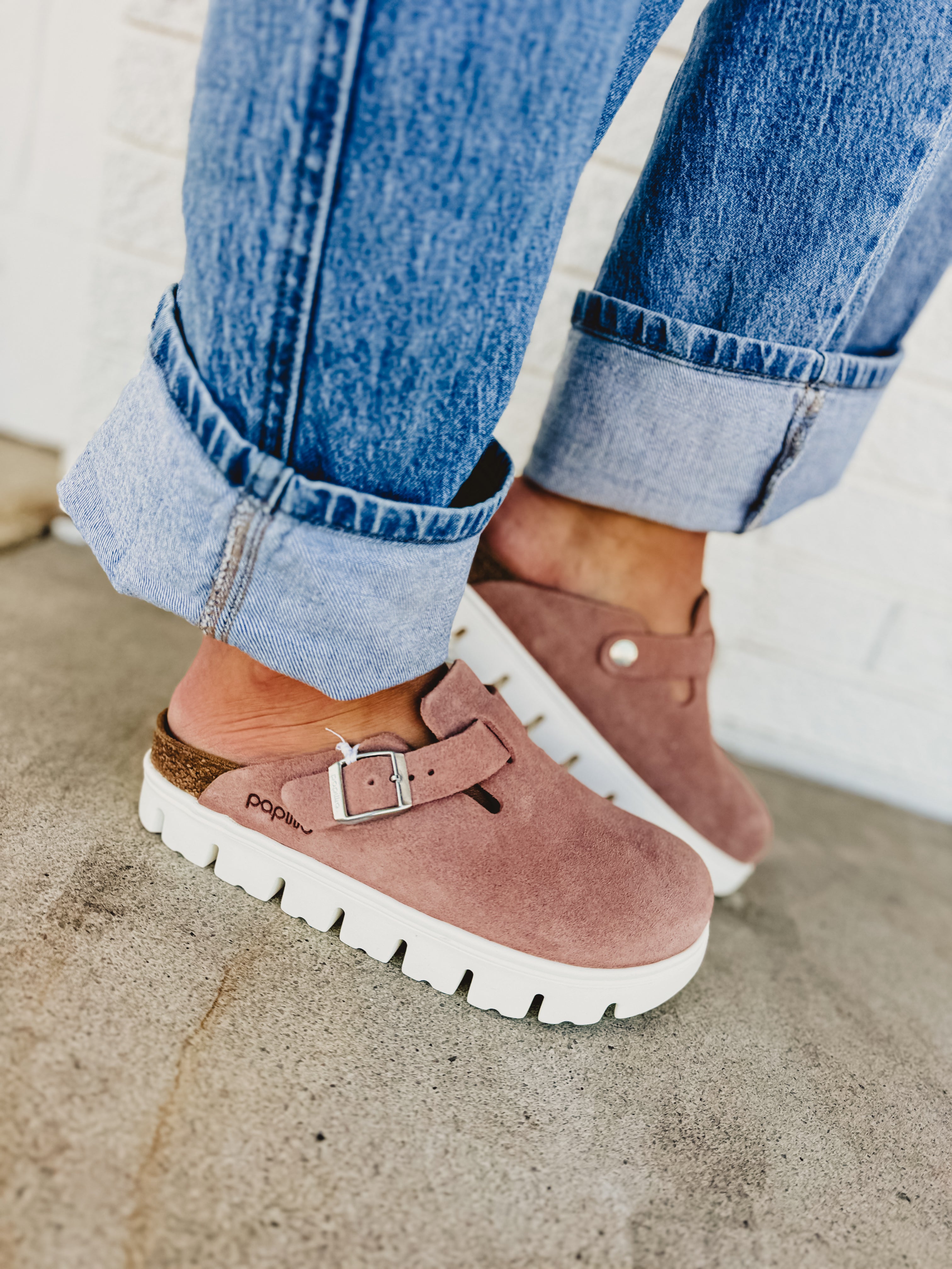 Birkenstock Boston Papillio Chunky Platform Clogs - Pink Clay - Lace and Grace Boutique