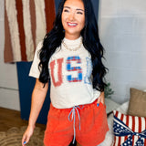 USA Patchwork Graphic Tee - Ivory
