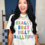 Dilly Dallying Graphic Tee - Ivory - Lace and Grace Boutique
