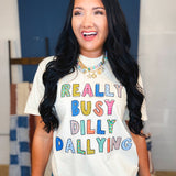 Dilly Dallying Graphic Tee - Ivory - Lace and Grace Boutique