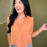 Lace Trim Swiss Dot Button Up Tank Top - Sienna - Lace and Grace Boutique