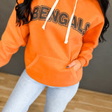 Bengals Puff Letter Fleece Hoodie - Orange