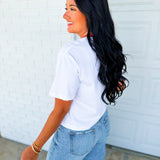 Grundy County Cropped Graphic Tee - White