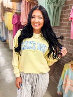 Lake Day Corded Sweatshirt - Butter Yellow - Lace and Grace Boutique