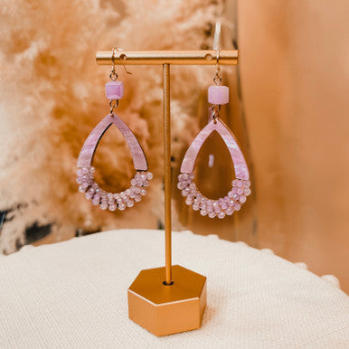 Beaded Teardrop Earrings - Lavender - Lace and Grace Boutique