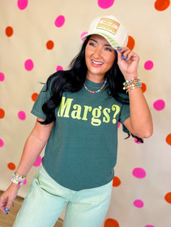 Margs? Graphic Tee - Pigment Dyed Green - Lace and Grace Boutique