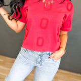 Ohio State Embroidered Logo Cropped Tee - Red
