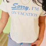 Sorry, I'm On Vacation Knit Graphic Tee - Off White