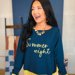 Summer Night Boat Neck Sweater Pullover - Navy - Lace and Grace Boutique