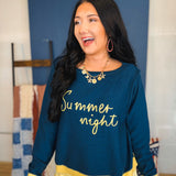 Summer Night Boat Neck Sweater Pullover - Navy - Lace and Grace Boutique
